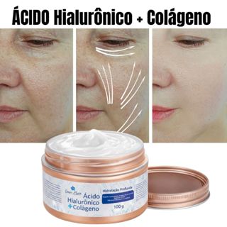 Creme Ácido Hialurônico + Colágeno Hidratante Facial 100g Anti Rugas Hidratação Profunda Para Pele em Oferta na Shopee