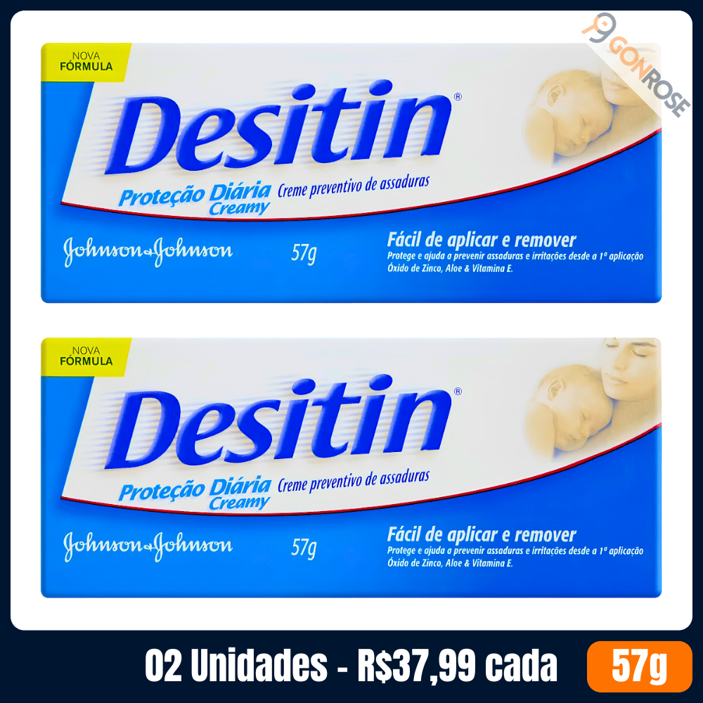 Kit com 2 Cremes Preventivos para Assaduras Desitin Proteção Diária Creamy com 57g cada