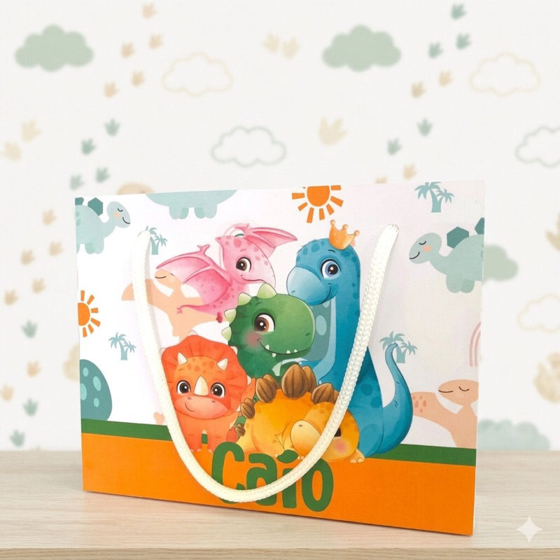 Sacolinhas Personalizadas Tema Dinossauro Baby – Lembrancinha Aniversário, Festa Infantil
