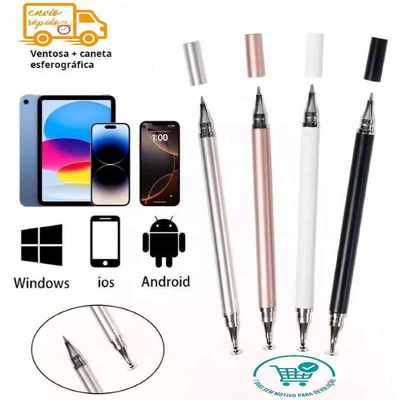 Caneta Stylus Caneta Telas Celular/Tablet 2 em 1 Toque Tablet Ponta Fina iPad iPhone em Oferta na Shopee