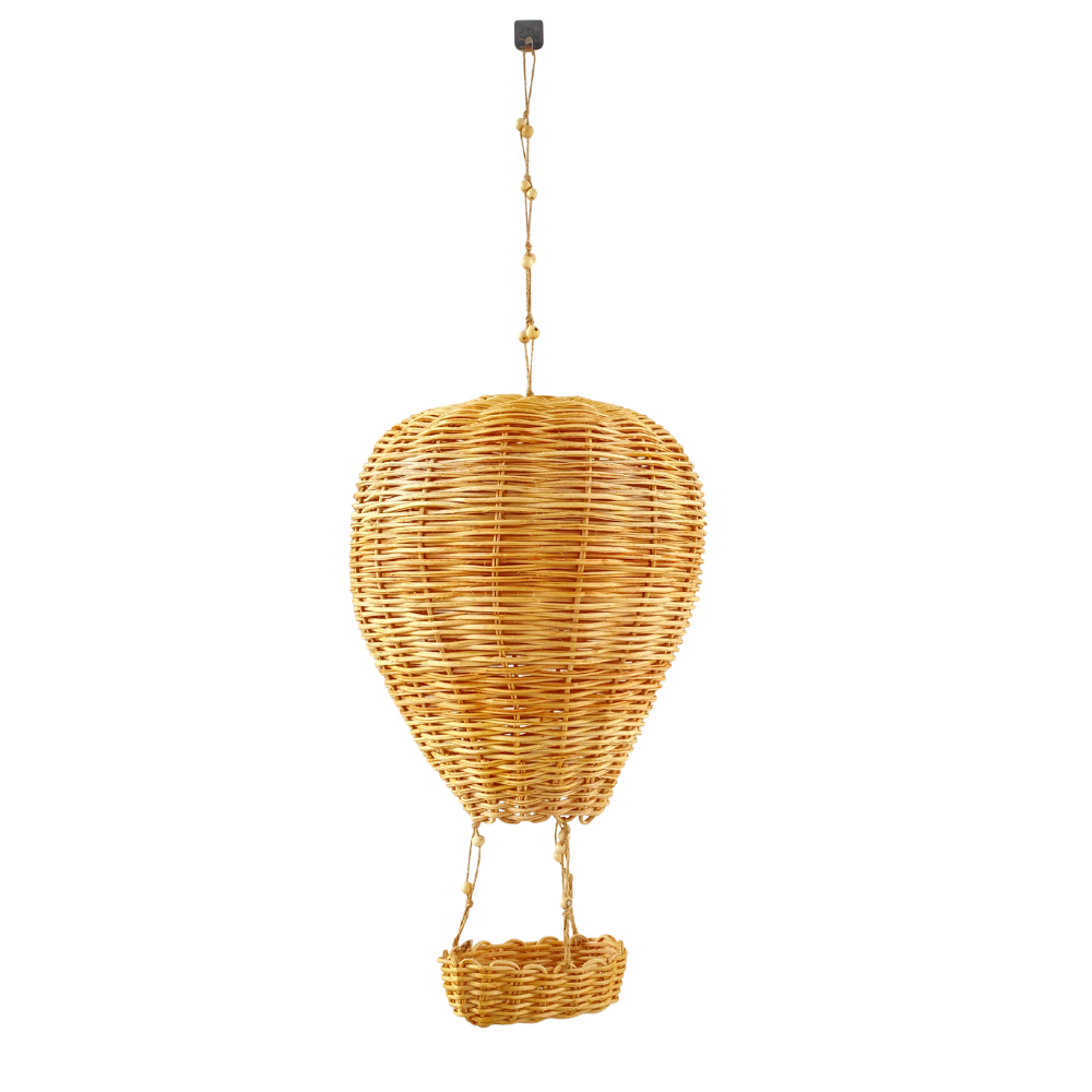 Balão decorativo em fibra natural de cipó, estilo Boho, para decoração - quarto infantil, ambientes e festas.
