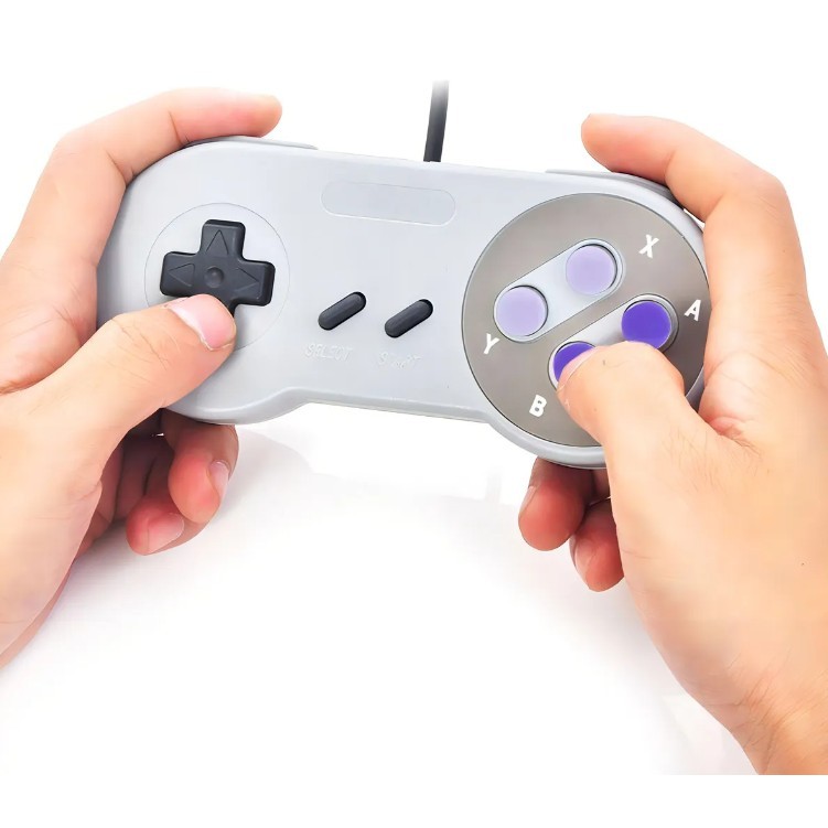Controle Usb Snes Para Computador Pc Mac - Botões Roxo