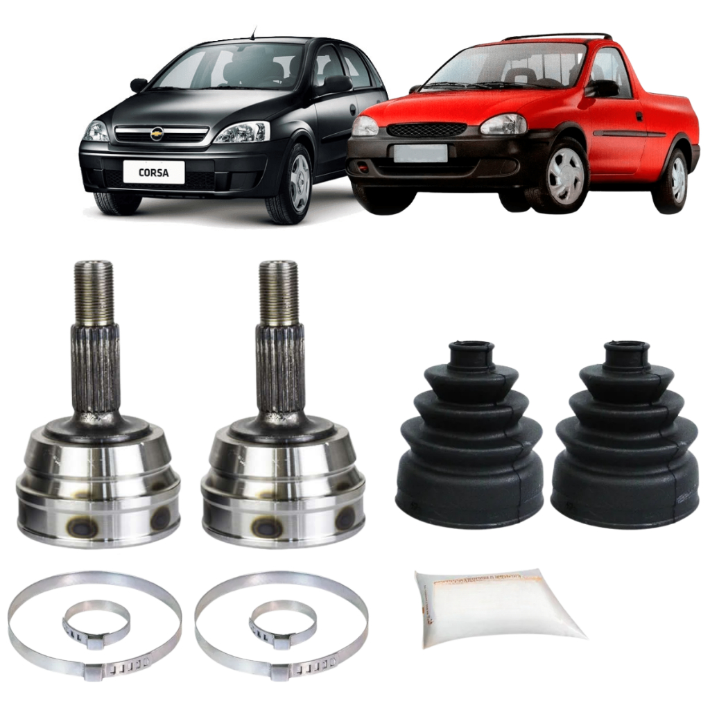 Par de Juntas Homocinéticas GM Corsa/Corsa Pickup 1.0/1.4/1.6 1994-2012 22×22 Kit Completo  (Coifa+Graxa+Abraçadeiras)