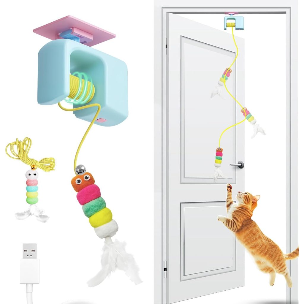 Brinquedo Interativo Elétrico para Gatos Corda Elástica Pássaro Voador Automático Anti Estresse Pet