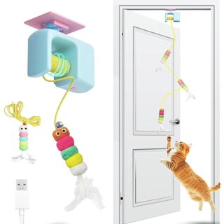 Brinquedo Interativo Elétrico para Gatos Corda Elástica Pássaro Voador Automático Anti Estresse Pet