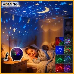 Luminária Projetor de Estrelas Luz Noturna Galaxy Abajur Lua USB Várias Cores para Quarto e Festas