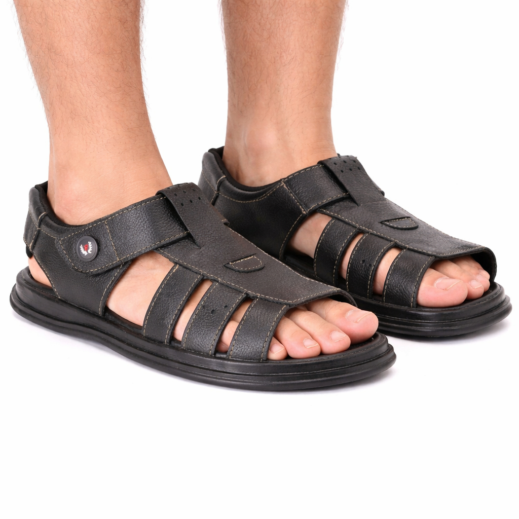 Sandália Masculina Ortopédica Franciscana Chinelo Confortável Em Couro legítimo para idosos antiderrapante