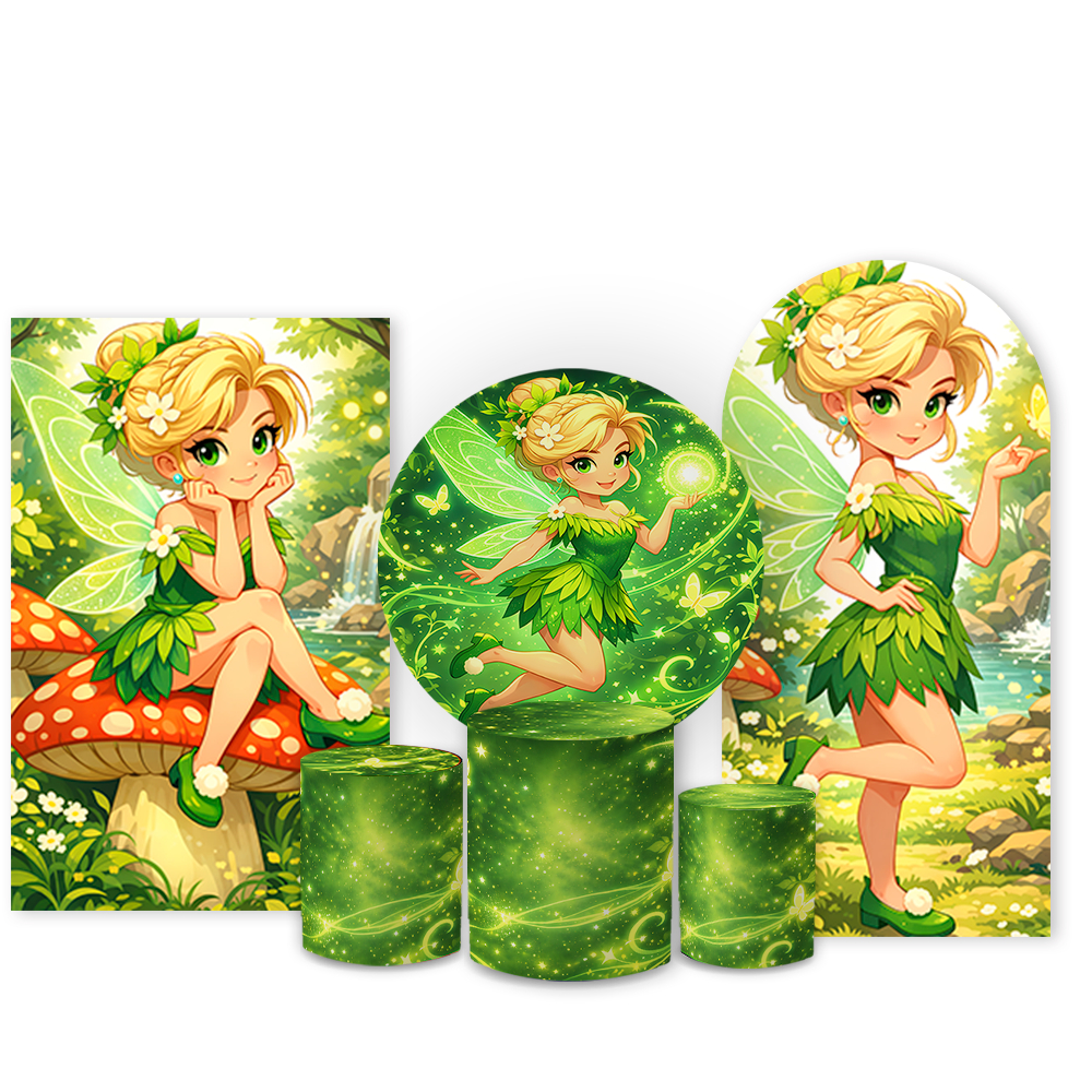 Kit De Capa Completo Fadinha Verde Tinkr Bell Sinnho Cute Decoração Aniversário Floresta Encantada