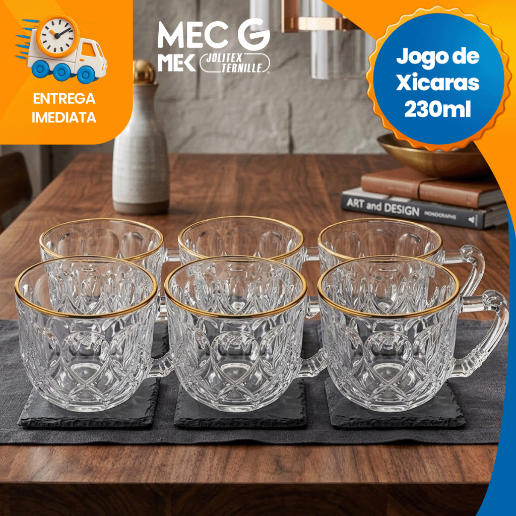 Xícara de Café Chá 6 Peças de Vidro 90ml e 230ml Sofisticado Kit Conjunto em Oferta na Shopee