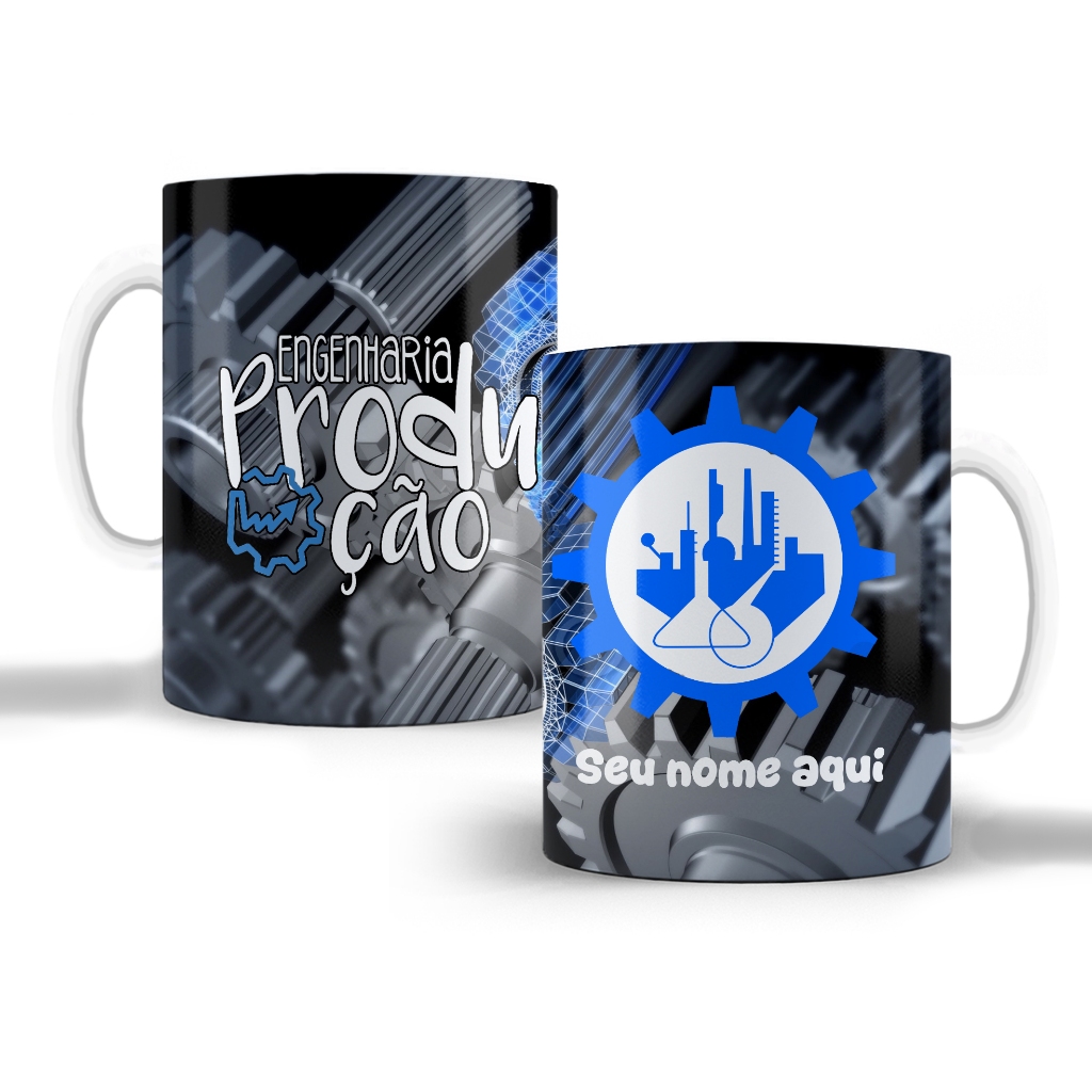Caneca engenharia de produção  curso e profissão Xicara Com Nome