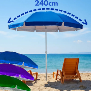 Guarda Sol Grande Gigante Uv 2,40m Item de Praia Piscina Respirável Verão Articulável em Oferta na Shopee