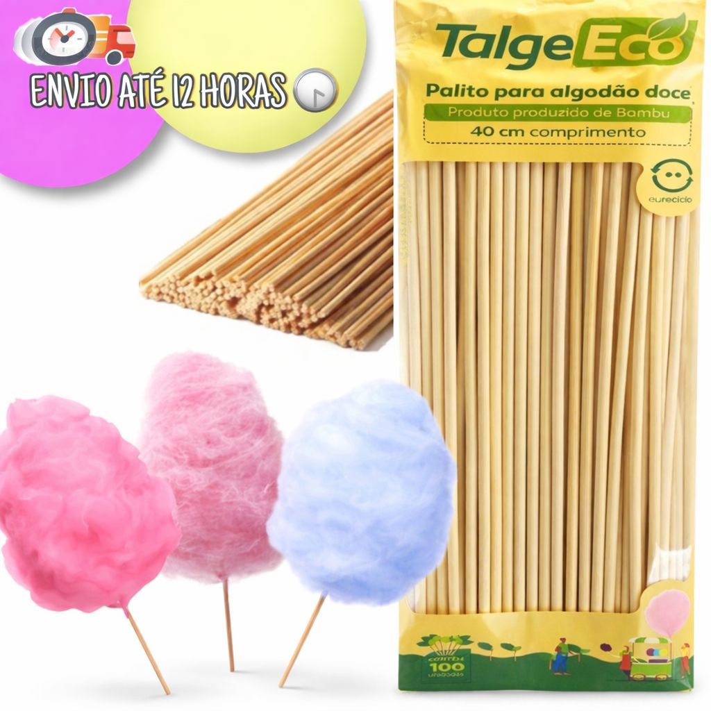 Palito Vareta Haste Algodão Doce  - Tam 40 cm -marcaTalge madeira de bambu, Palito de Crepe Pipa-Marshmallows-Artesanato