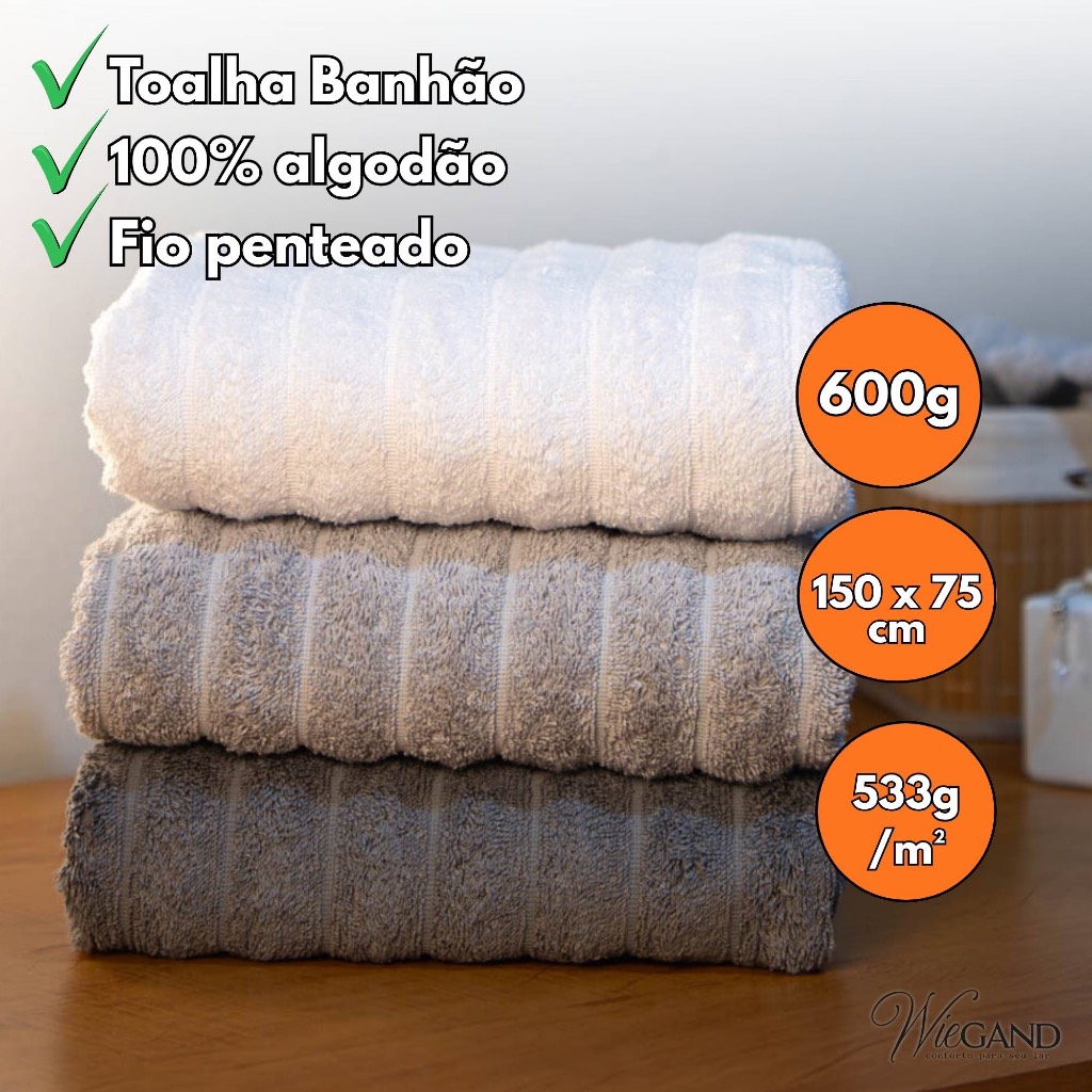 Toalha Banhão 75x150cm Luxo Premium 600g | Alta Gramatura 550g/m²|  Wiegand Requinte