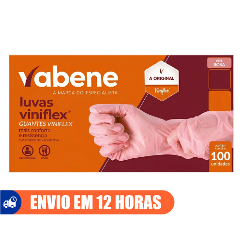 Luva Viniflex Rosa Descartável 100un Sem Pó Vabene em Oferta na Shopee