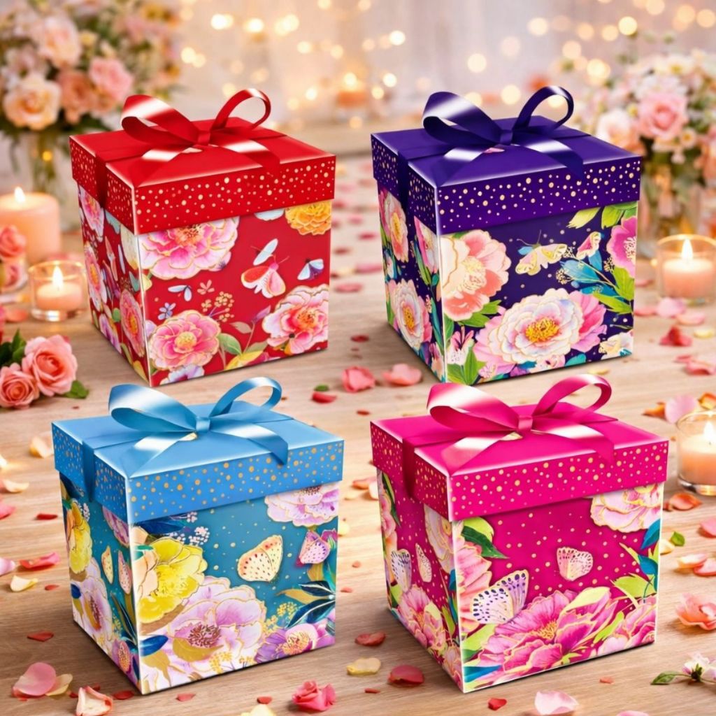 01 Caixa De Presente Com Fita 30cm Festa Aniversário Lembrancinha Caixa Desmontável Variadas em Oferta na Shopee