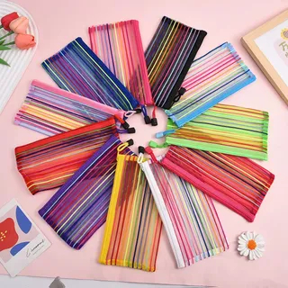 20/30/40 Unidades Estojo Multiuso Bolsinha Nylon Colorido Necessaire Promoção em Oferta na Shopee