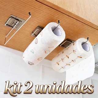 Kit 2 Suporte Papel Toalha Porta Papel Com Adesivo  Sem Furo Para Cozinha Multiuso em Oferta na Shopee