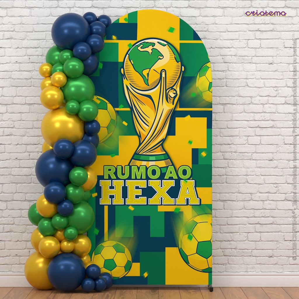 Painel Romano 3d Copa 2x1m Decoração Futebol Brasil Sublimado Em Tecido C/Elásti