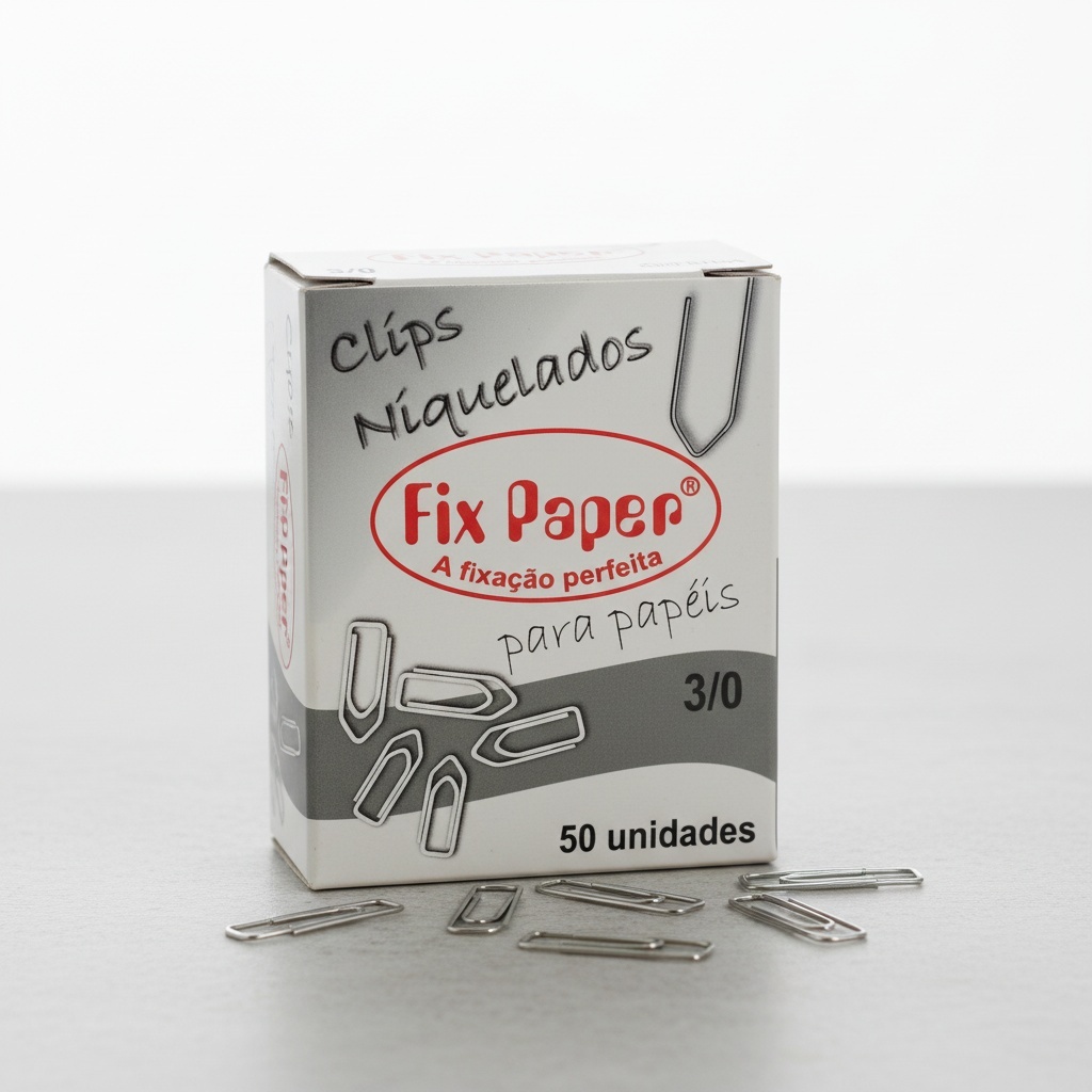 Clips 3/0 Niquelado Para Papel 50 Unidades Metal Resistente
