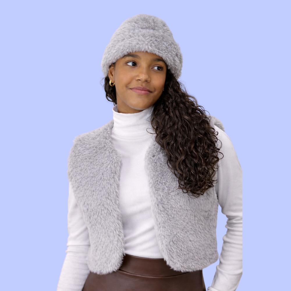Colete de Pelo Baixo | Inverno Elegante Meninas | Moda Infantil