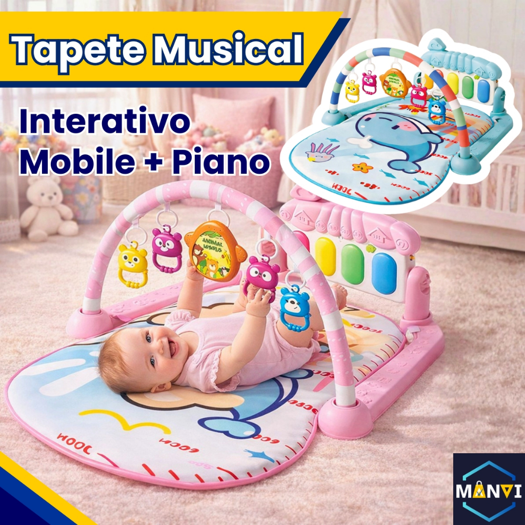 Tapete Musical Infantil Piano Som Atividade Interativo Educativo Bebê Brinquedo Móbile Macio