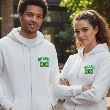 Moletom De Ziper Brasil Copa Feminino Masculino Confortavel