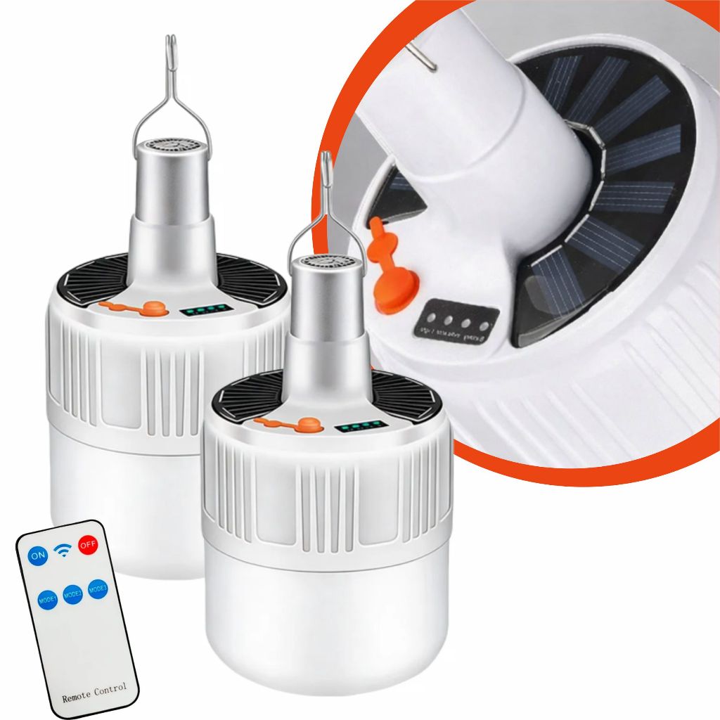 Kit 2 ou 1  Lampiões Led Recarrege Solar Camping Barraca Pesca