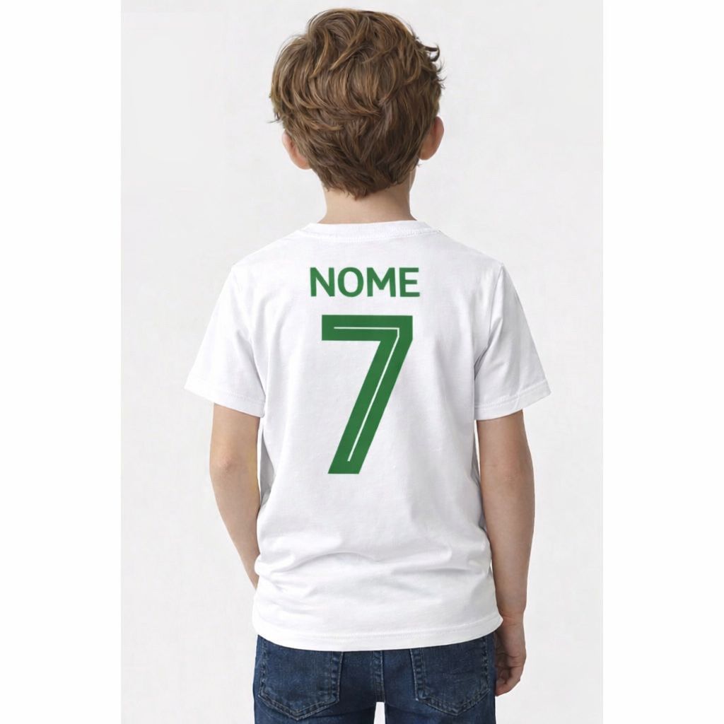 Camiseta Infantil e Adulta Personalizada Camisa Numero 7 Copa Bandeira Brasil Algodão 100%