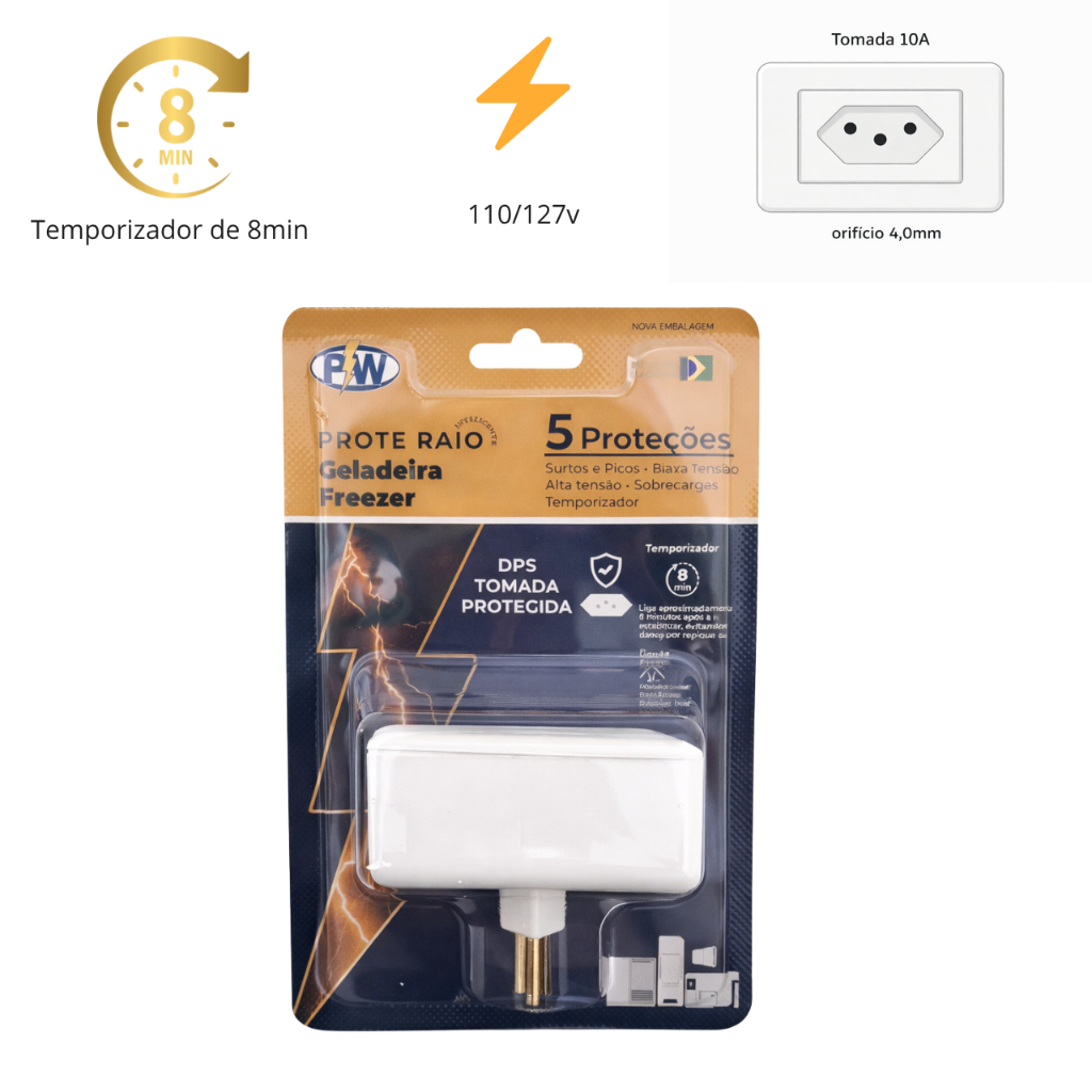 Protetor Contra Raios Surtos 5x1 Geladeira E Freezer 110v Proteção em Oferta na Shopee