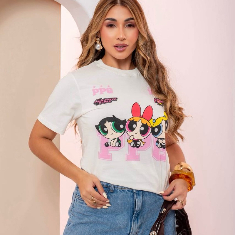 Camiseta Feminina Algodão Premium T- Shirt Feminina Desenhos Blusa Feminina Retrô