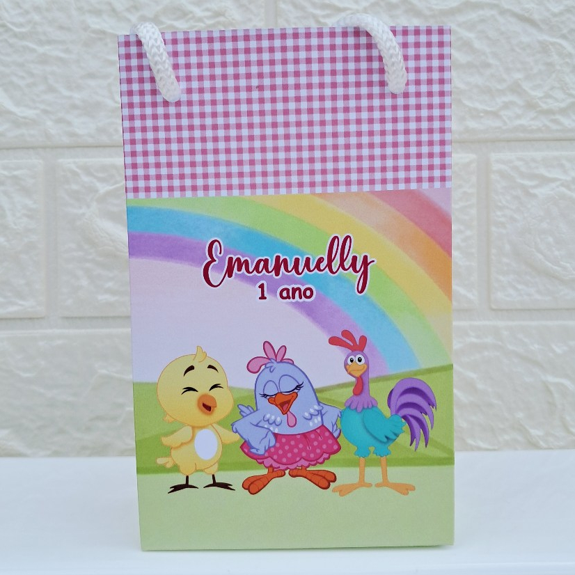 MINI SACOLINHA GALINHA PINTADINHA PERSONALIZADA LEMBRANCINHA FESTA INFANTIL MONTADA