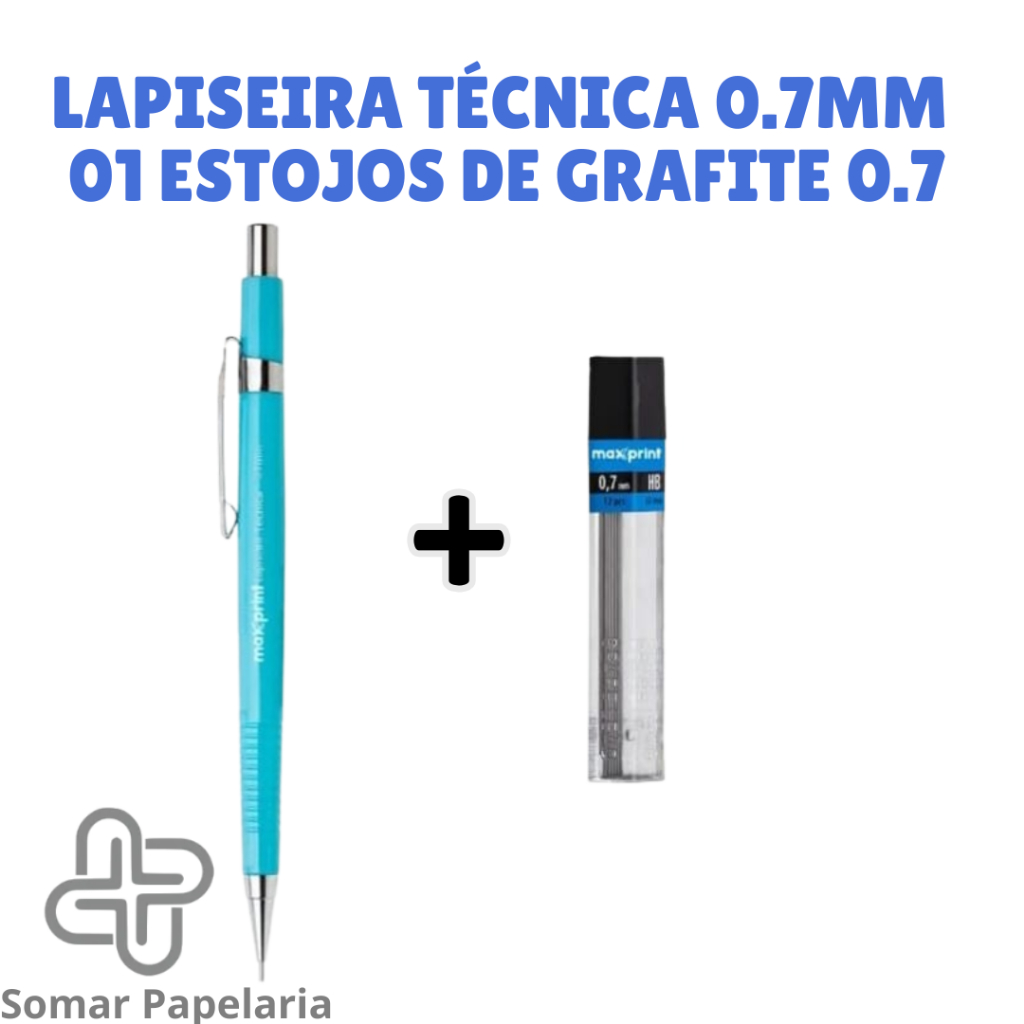 Lapiseira Técnica 0,5, 0,7 ou 0,9mm Amarela, Azul ou Preta + Estojos de Grafite — imagem 2 de 2