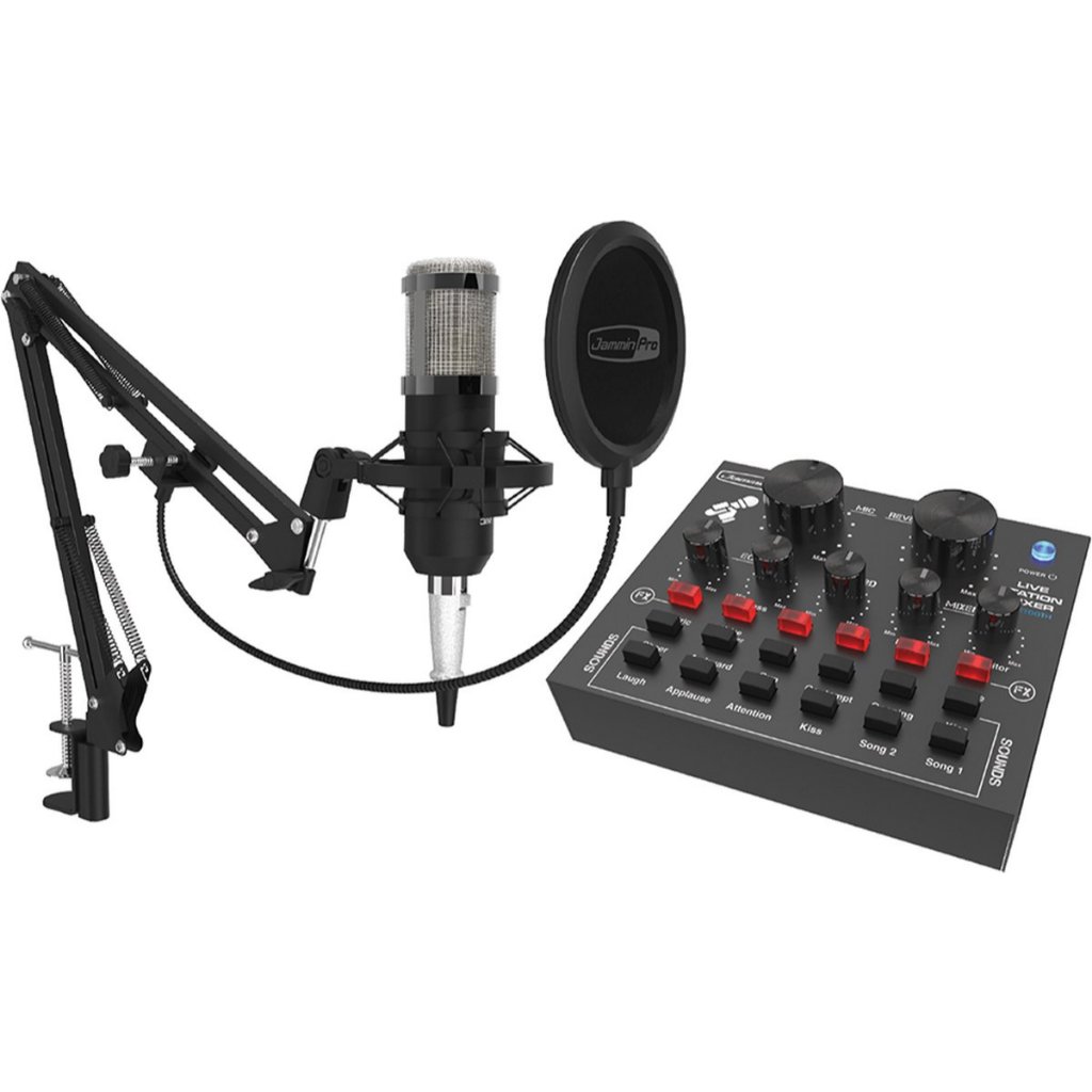 Kit de Gravacao Jammin Pro Stream Studio Pack 2 - Completo para Podcast e Live