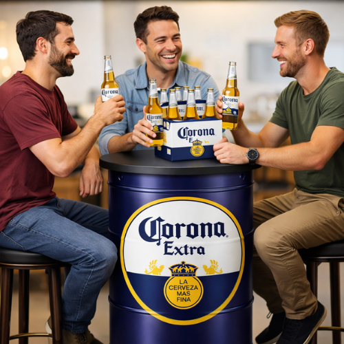Adesivo Decorativo 40x40cm de Barril Cerveja Corona Cervejeira Adega Barril 200Litros Tonél Bar Amigos Churrasco