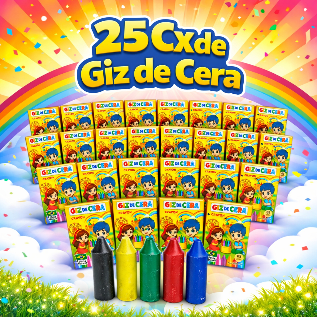 25 Cx Giz de Cera Pequeno p/ Kit Festa Lembrancinha Infantil Artesanato Pintura em Oferta na Shopee