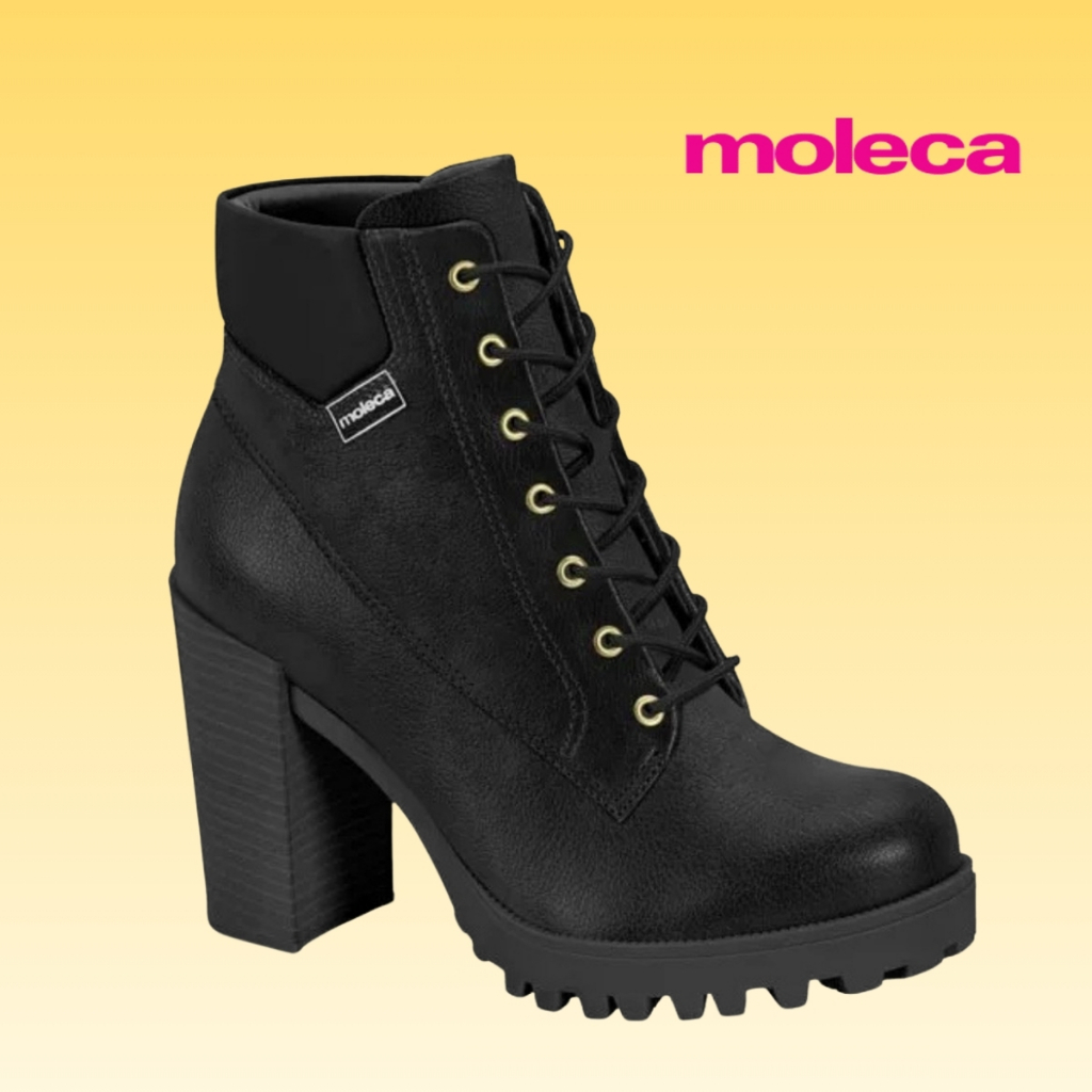 Bota Feminina Coturno Moleca Conforto Salto Bloco Amarração 5325.119