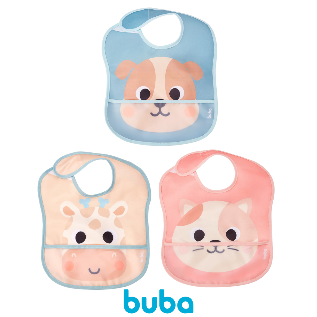 Babador Impermeável com Bolso Pega Migalhas Buba Zoo Novidade