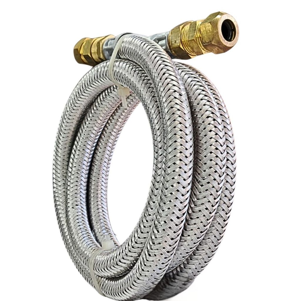mangueira malha aço gás cozinha fogão forno cooktop terminais reforçados 1 metro
