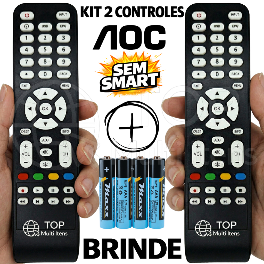 Kit Controle Tv Aoc LED/LCD SEM SMART  LE24D1461 / LE43D1452 Compatível 8014 7462 com Pilhas em Oferta na Shopee