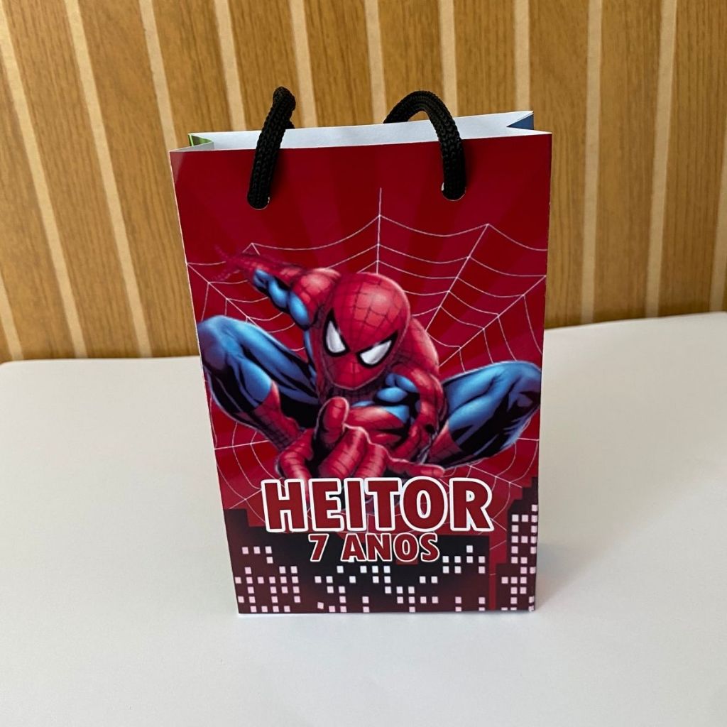Kit Sacolinha 10|15|20 Personalizada Homem Aranha Festa 10x15cm | Lembrancinha, Embalagem, Kit Presente com Alça