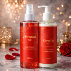 1 Kit feminino Body Splash Florata Red com gliter 200Ml + 1 Hidratante Corporal Florata Red 200ML