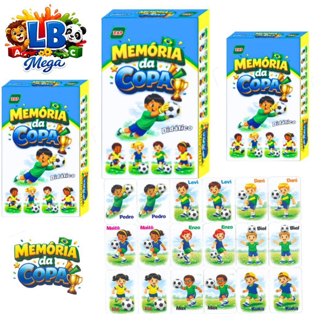 Kit 3 até 30 Caixinhas Jogo da MEMORIÁ DA COPA BRASIL Educativo para Crianças festas Lembrancinha