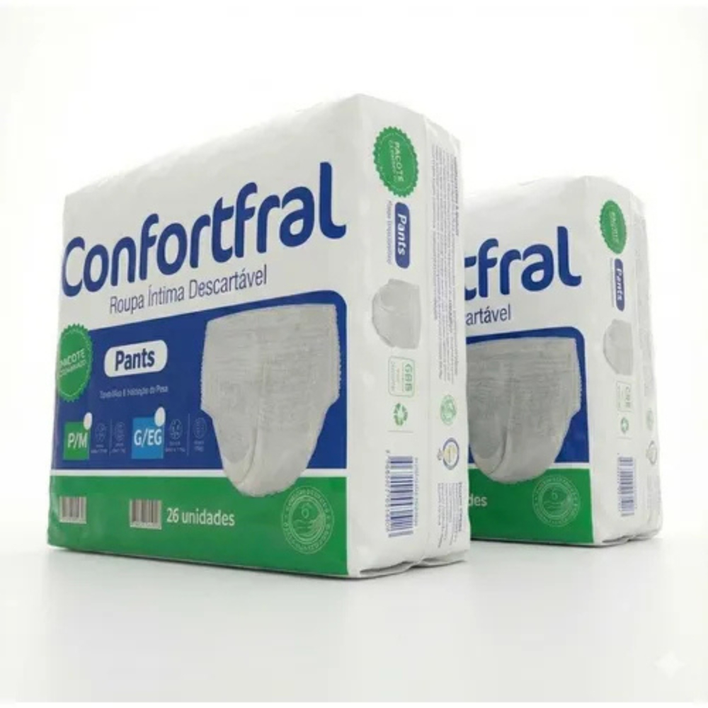 Kit 2 pacotes de fraldas tipo calcinha/cueca confortfral pants