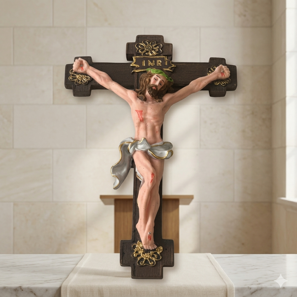 Decoração Crucifixo 18cm Jesus Cristo Crucificado Parede Altar Enfeite Religioso Cruz Católico Fé em Oferta na Shopee