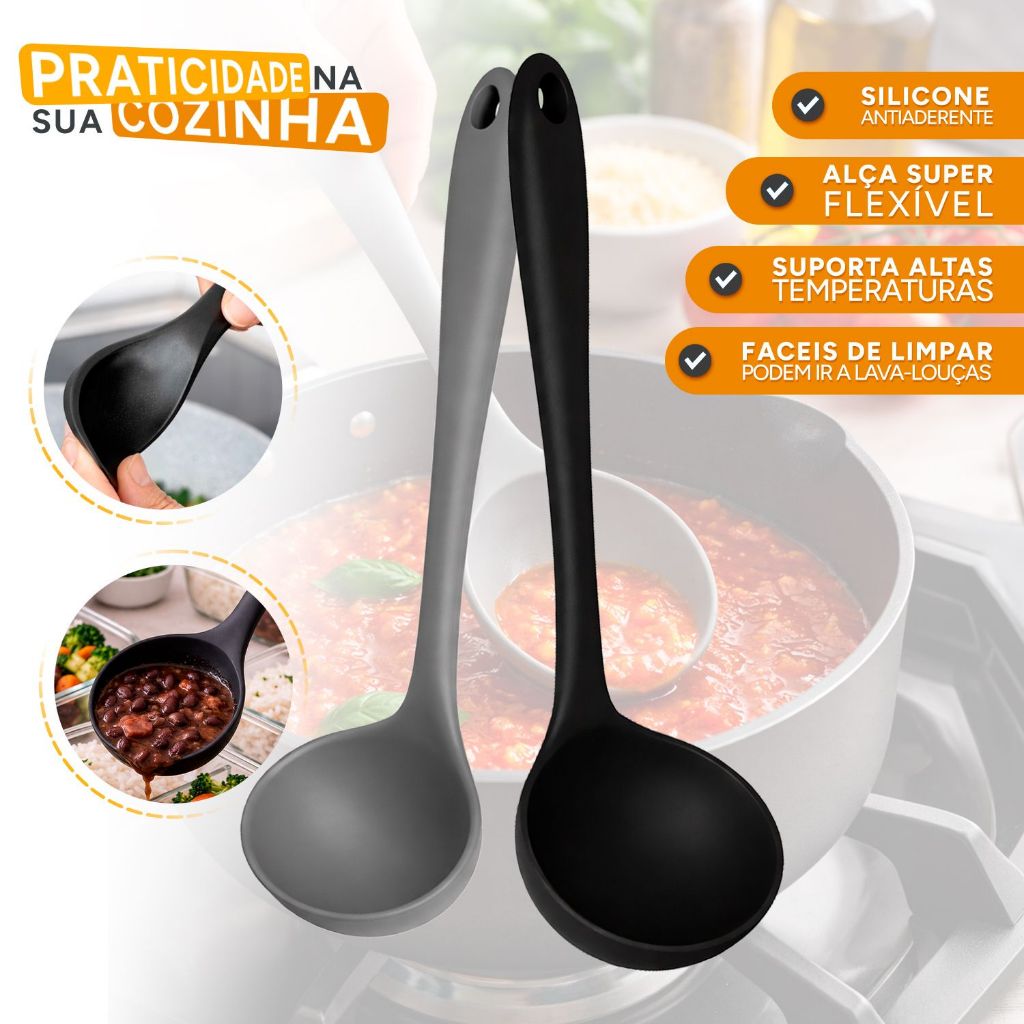 Conchas  Silicone Premium Chef 30cm – Resistentes ao Calor, Não Risca Panelas