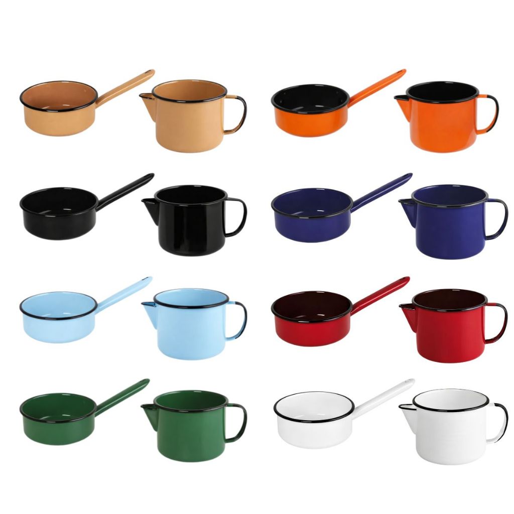 Kit Cozinha Esmaltado Panela Papeiro 1.1L e Caneca c Bico 1L