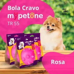 3 Bola Cravo MACIÇA MyPetOne Rosa 55mm Brinquedo RESISTENTE Para Cães