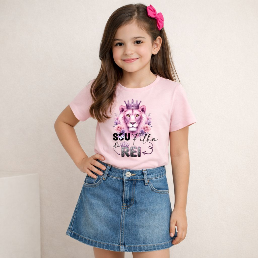 Camiseta Infantil Menina Cristã Estampada Personalizada Blusa Sou Filha do Rei