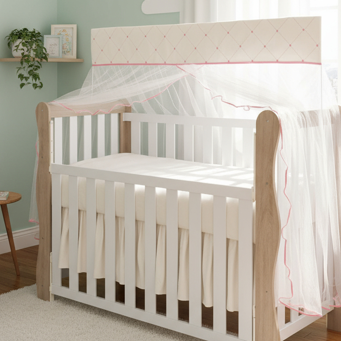 Mosquiteiro para Berço Padrão Americano Com Tule Contra Inseto Anti Quarto Bebê Rede Menino Menina