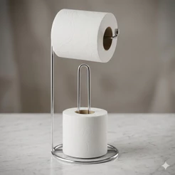 Suporte Porta Papel Higiênico De Piso Chão Casa Banheiro Luxo 3 Rolos